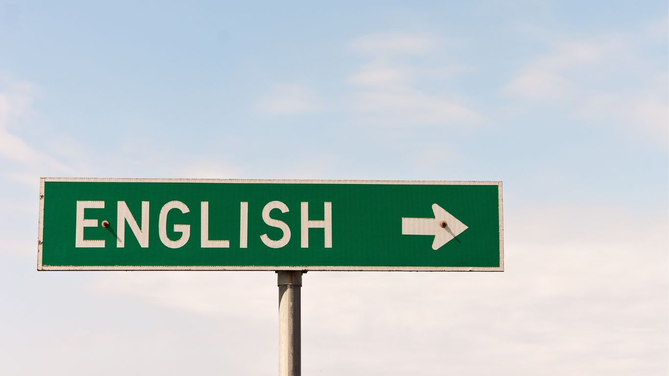 APRENDER INGLÉS - Flecha con la palabra English